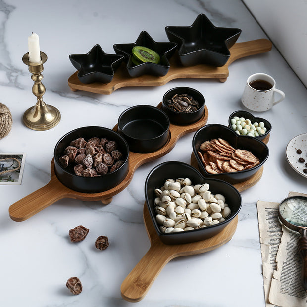 Ceramic Fruit Divided Platter, Dried Fruit Plate, Dessert Plate, Melon Seed And Nut Plate