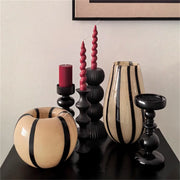 Medieval Style Striped Glass Vase Living Room Table Flower Arrangement