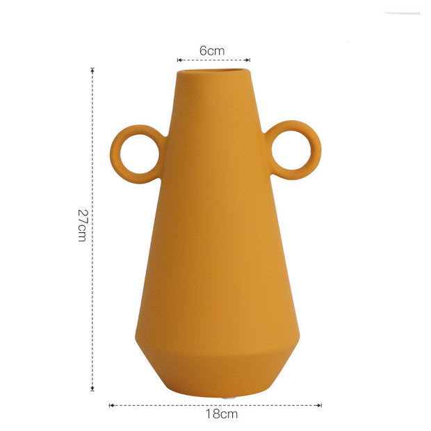 Nordic Creative Simple Ceramic Vase Decoration Living Room Dry Flower Arrangement Table Decoration Flower Color Flower