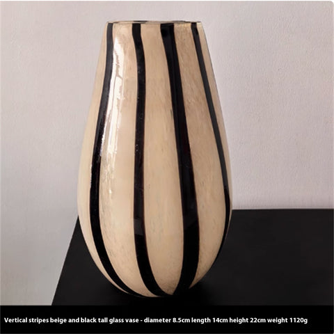 Medieval Style Striped Glass Vase Living Room Table Flower Arrangement